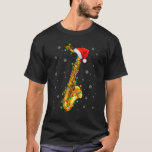 Camiseta Saxofone Music Xmas Lights Santa Hat Christma<br><div class="desc">Saxofone Music Xmas Luz Papai Noel no Natal.</div>