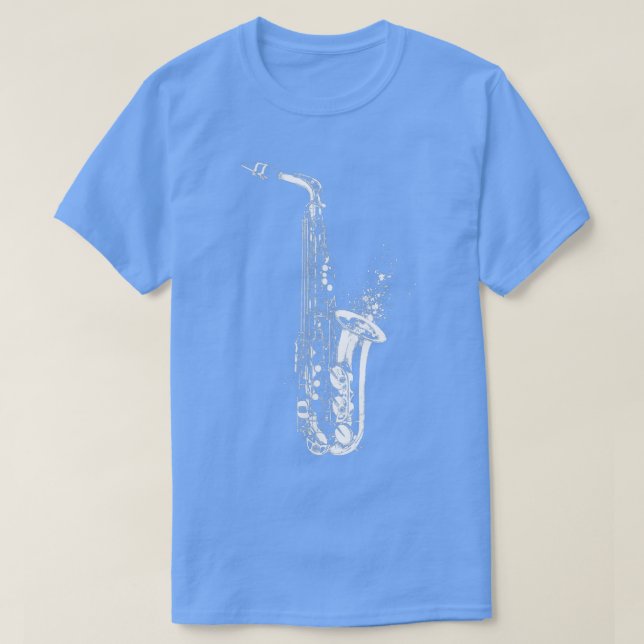 Camiseta Saxofone, Música, Jazz, Blues, Rock, (Frente do Design)