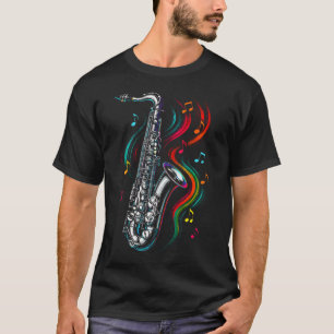 Camiseta Saxofone - Notas de Música Jazz