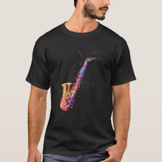 Camiseta Saxofone para Blues Music Jazz Alto Músicos