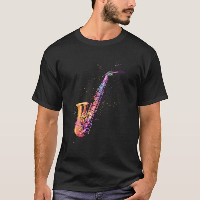Camiseta Saxofone para Blues Music Jazz Alto Músicos (Frente)
