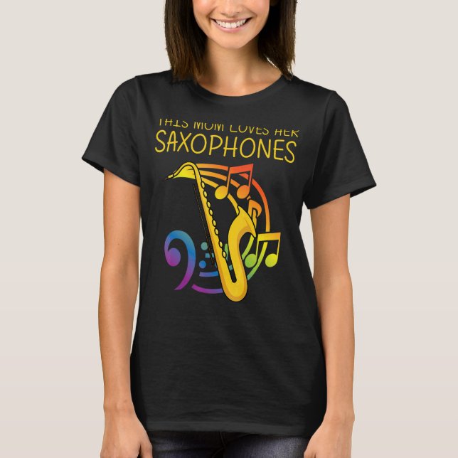 Camiseta Saxofone para o instrumento de leitura de mulheres (Frente)