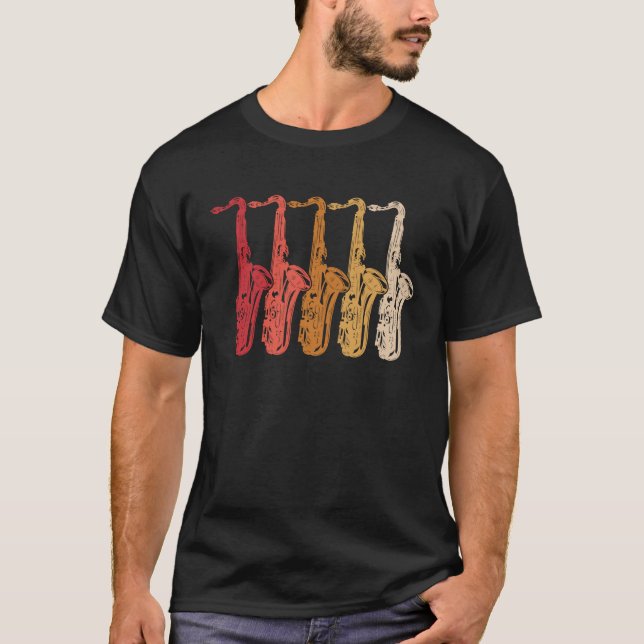 Camiseta Saxofone Player Music Jazz Tenor 14 (Frente)