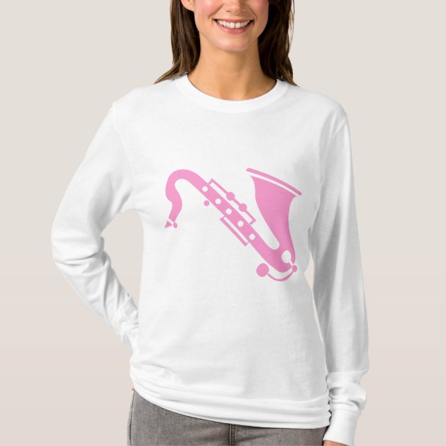 Camiseta Saxofone - Rosa (Frente)