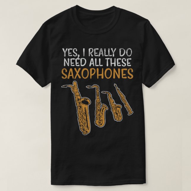 Camiseta Saxofone Tipos 4 (Frente do Design)