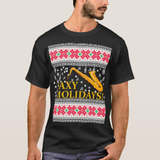 Camiseta Saxofone Ugly Christmas Sweater Marching Sax Banda