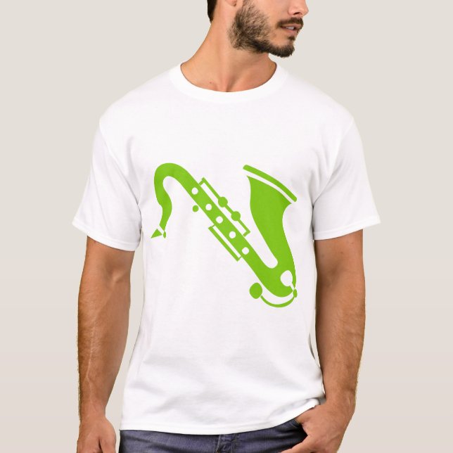 Camiseta Saxofone - Verde marciano (Frente)