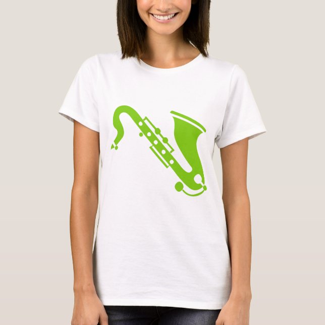 Camiseta Saxofone - Verde marciano (Frente)