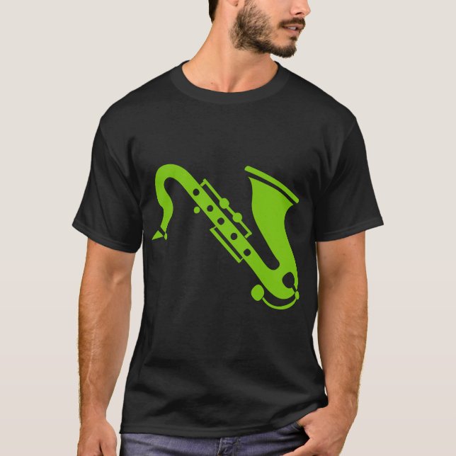 Camiseta Saxofone - Verde marciano (Frente)