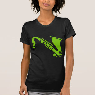 Camiseta Saxofone - Verde marciano