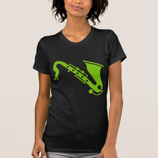 Camiseta Saxofone - Verde marciano (Frente)