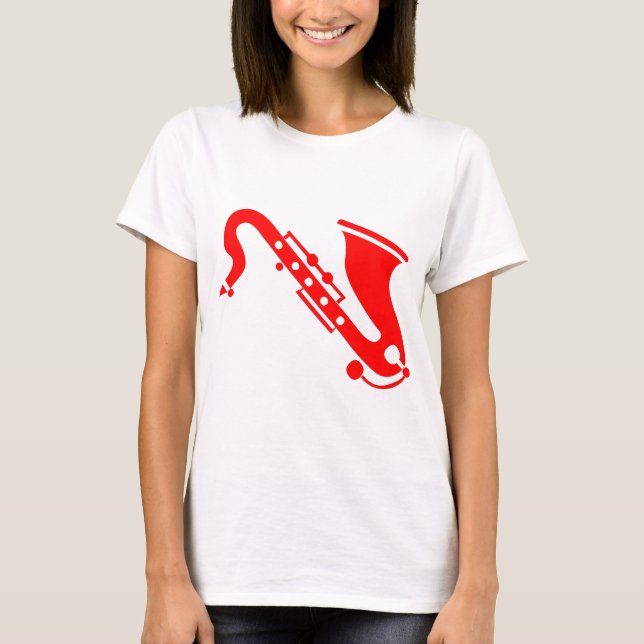 Camiseta Saxofone - Vermelho (Frente)