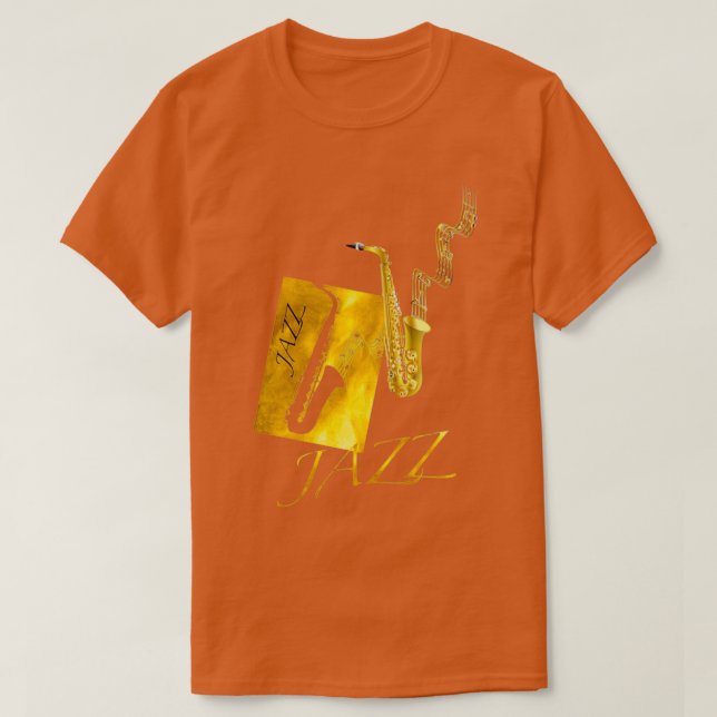 Camiseta Saxofonistas do Jazz - Oferta Dourada Sax - Notas  (Frente do Design)