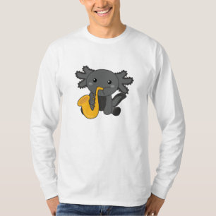 Camiseta Saxolotl Plays Música Saxofone Um Sweet Axolotl