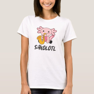 Camiseta Saxolotl Plays Música Saxofone Um Sweet Axolotl