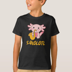 Camiseta Saxolotl Plays Música Saxofone Um Sweet Axolotl