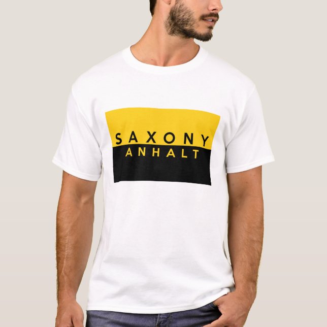 Camiseta saxony anhalt região bandeira alemã nome do texto  (Frente)