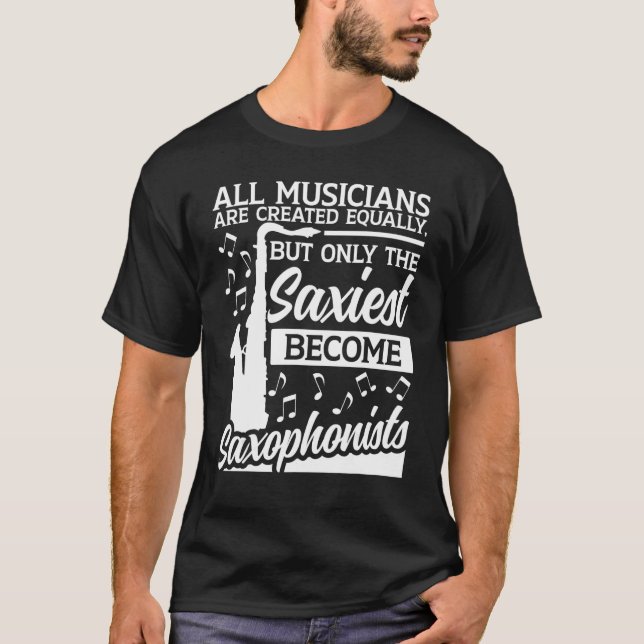 Camiseta Saxophone All Musicians Are Created Equally Saxoph (Frente)