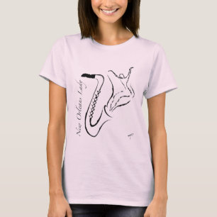 Camiseta Saxophone. das senhoras T. de Nova Orleães