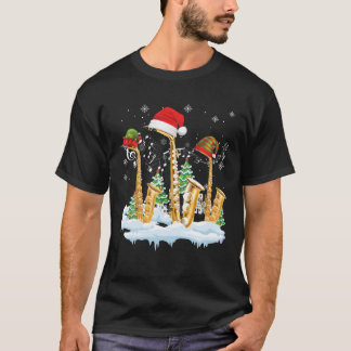 Camiseta Saxophone Jazz Santa Hat Christmas Tree Musician S