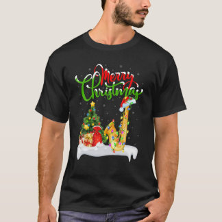 Camiseta Saxophone Lover Xmas Lighting Santa Saxophone Chri