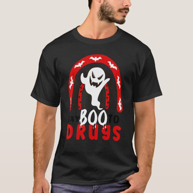 Camiseta Say Boo To Drugs  Halloween Red Ribbon Week Awaren (Frente)