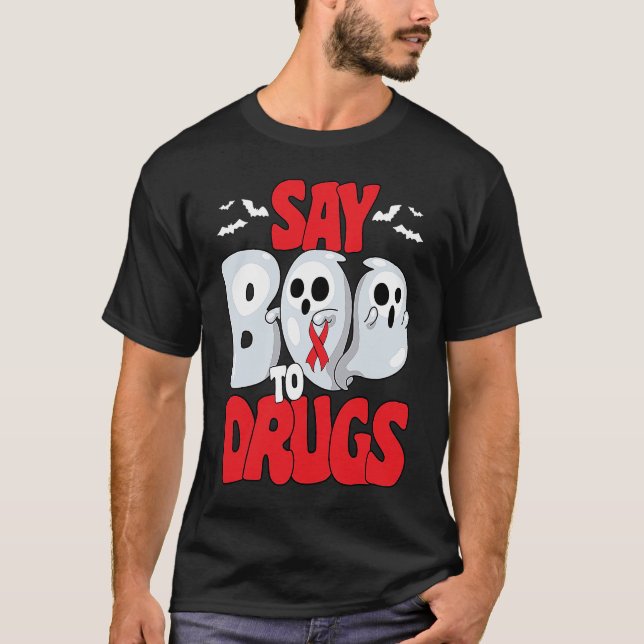 Camiseta Say Boo To Drugs Red Ribbon Week Awareness Hallowe (Frente)
