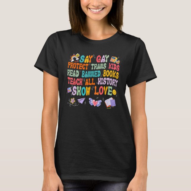 Camiseta Say Gay Protect Trans Kids Read Banned Books Lgbt  (Frente)