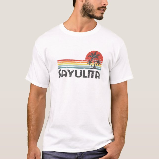 Camiseta Sayulita Mexico Beach Retro Sunset Vintage (Frente)