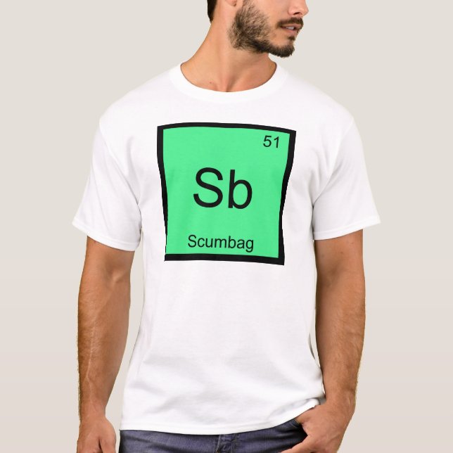 Camiseta Sb - Símbolo de Elemento de Química da Escumalha F (Frente)