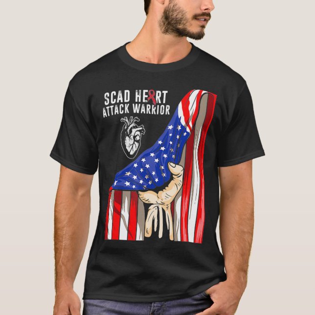 Camiseta SCAD Heart Attack Survivor Art US Warrior Awarenes (Frente)
