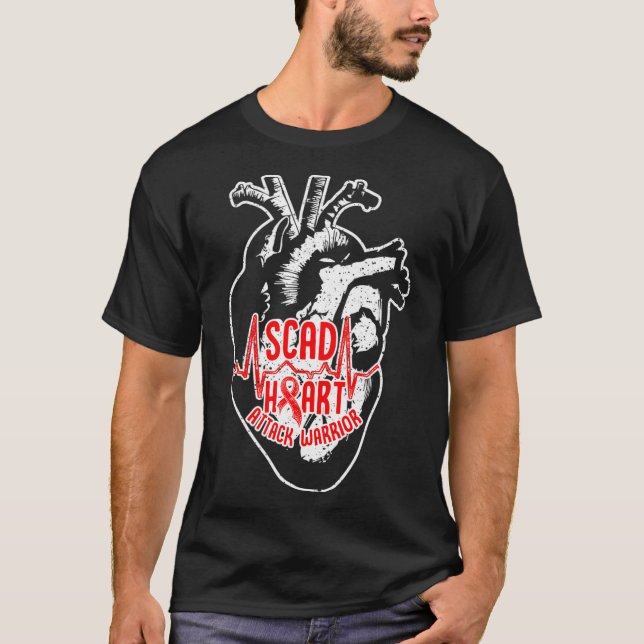 Camiseta SCAD Heart Attack Survivor Ribbon Warrior Awarenes (Frente)
