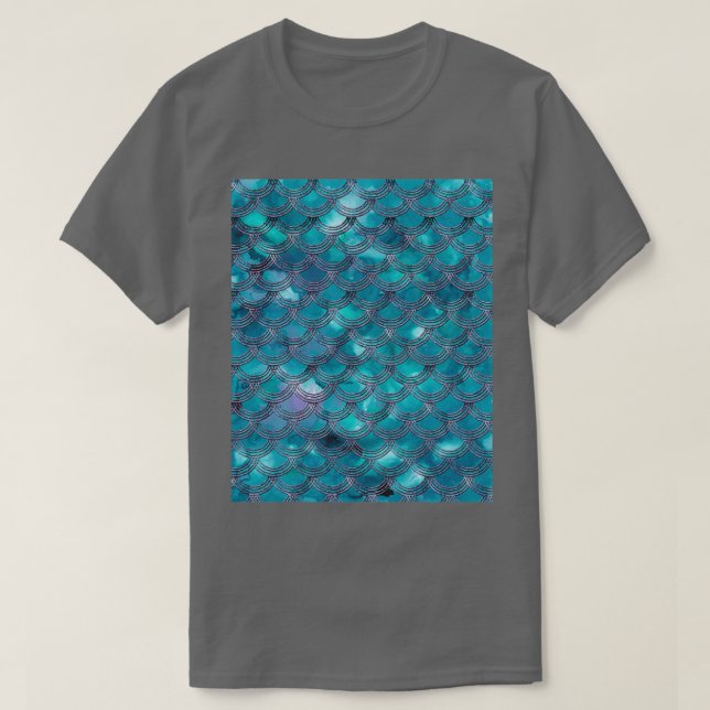 Camiseta Scales de Sereia Roxo Teal Glam 1 Faux Glitter shi (Frente do Design)