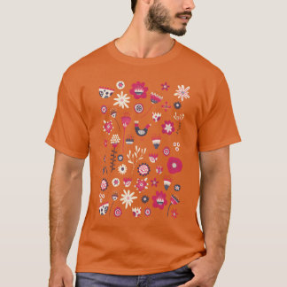 Camiseta Scandinávia Folk Birds and Flowers tem graça