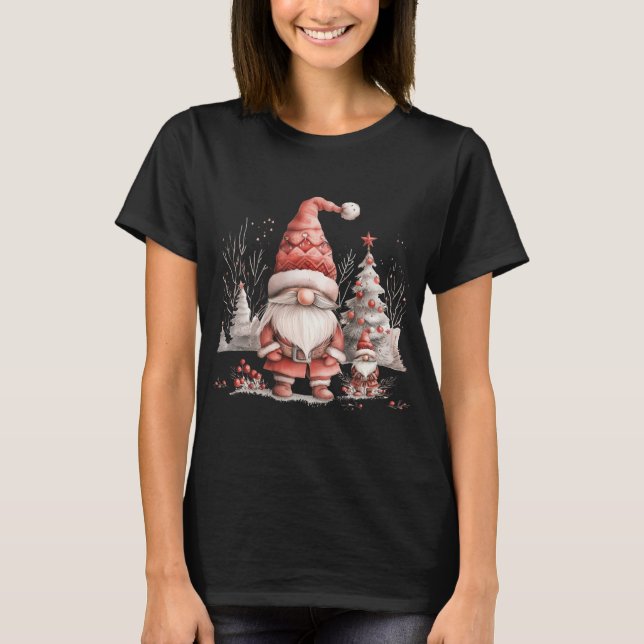 Camiseta Scandinavian Christmas Gnome Red Berries T Shirt  (Frente)