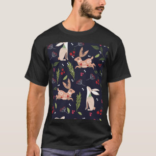 Camiseta Scandinavian Folart Bunny Impressão