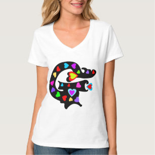 Camiseta ╚" Scandra Romântica "G" Nano V-Pescoço de mulhere