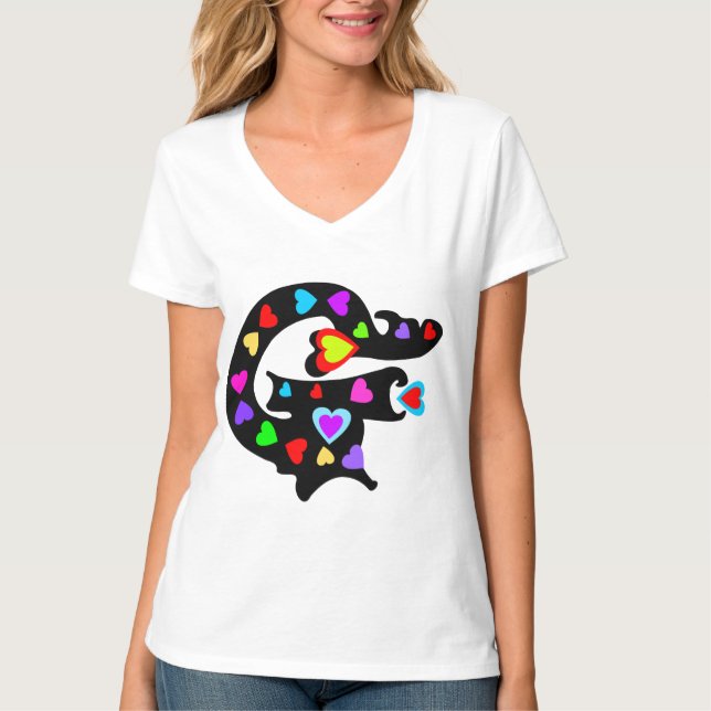 Camiseta ╚" Scandra Romântica "G" Nano V-Pescoço de mulhere (Frente)