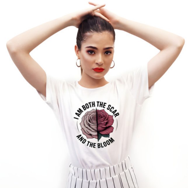 Camiseta Scar & Bloom Minimalist Half-Rose Half-Scar (Criador carregado)