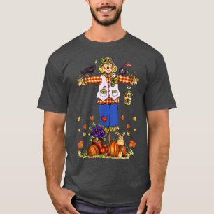 Camiseta Scarecrow Autumn Hello Fall Pumpkin Ação de Graças