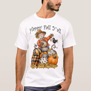 Camiseta Scarecrow Happy Fall Y Pumpkin Ação de Graças Ha