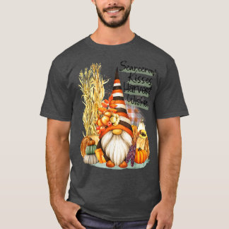 Camiseta Scarecrow Kisses Harvest Deseja Gnome Pumpkin Do Q
