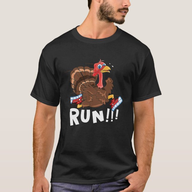 Camiseta Scared Turkey Run  Thanksgiving Running Turkey Tro (Frente)