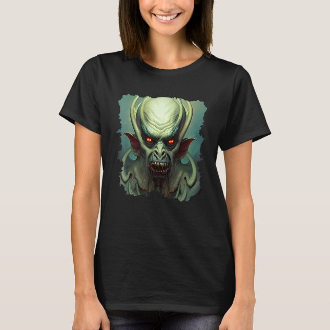 Camiseta Scary Aquatic Horror Demon Nightmare Unique Digita (Frente)