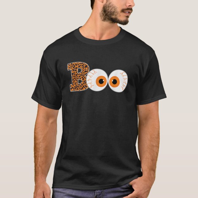 Camiseta Scary Boo Eyeball Leopard Print Halloween Costume  (Frente)