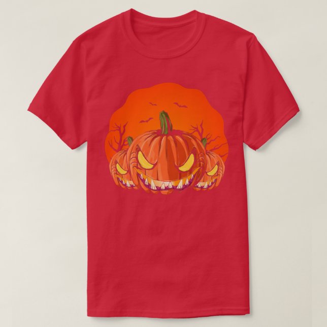 Camiseta Scary Halloween Costume Spooky Jack O Lantern Cree (Frente do Design)