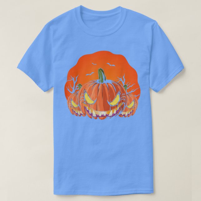 Camiseta Scary Halloween Costume Spooky Jack O Lantern Cree (Frente do Design)