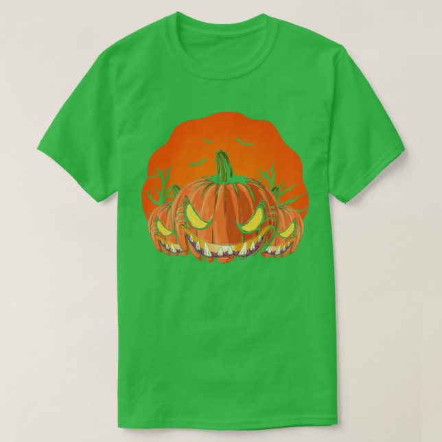 Camiseta Scary Halloween Costume Spooky Jack O Lantern Cree (Frente do Design)