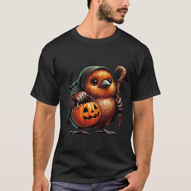 Camiseta Scary Halloween Kiwi Bird Ghost Spooky Candy Bag 1 (Frente)