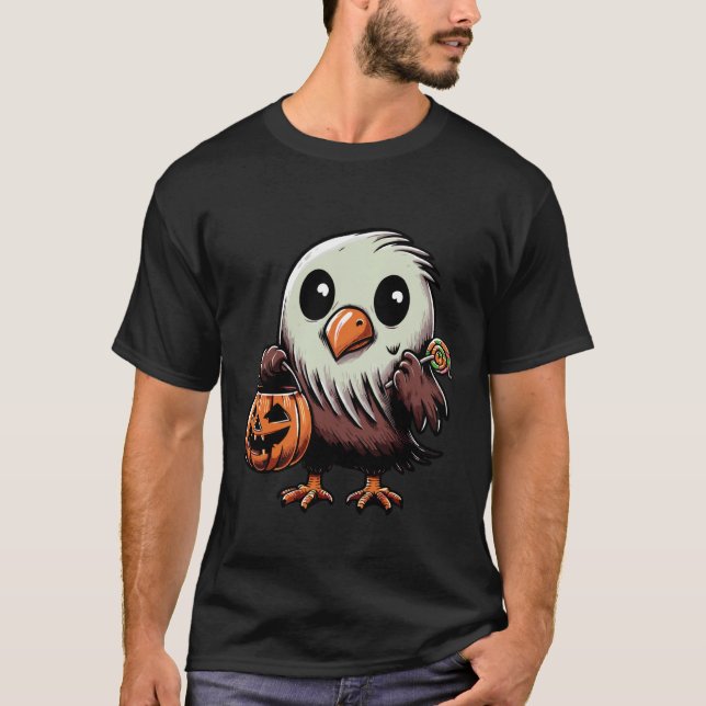 Camiseta Scary Halloween Kiwi Bird Ghost Spooky Candy Bag 8 (Frente)